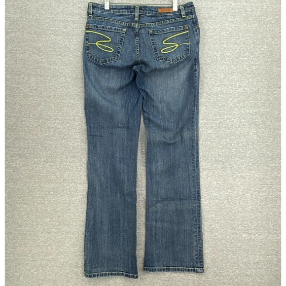 Seven7 Premium Denim Jeans Womens 32 Blue Mid Rise Bootcut Bling Medium Wash - Picture 3 of 12